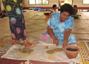 Local women making pottery