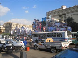 Behind the traffic you can see tons f signage for some sort of election...and I thought the States was bad!