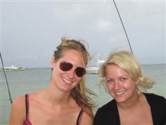Helen and I on the boat, blissfully unaware of what we are in for
