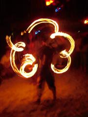Dazzling fire shows at night