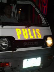 At the time, the way the police is spelled "pulis" was not funny as I rode in the back of a car (not this one)